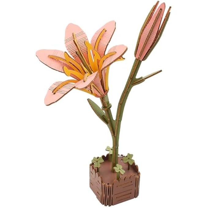 3D PUZZLE FLOWER WOODEN PUZZLE FOR ADULTS CHILDREN, DIY CRAFT PROJECT, HOME DECORATION, FLOWER MODEL KIT, ROMANTIC CRAFT SET, GIFTS FOR THEIR BIRTHDAY, VALENTINE'S DAY, MOTHER'S DAY - Image 1